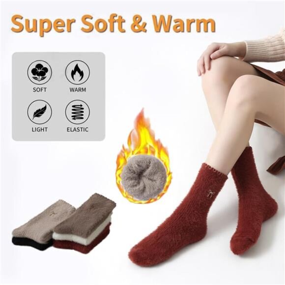 New 5 Pairs Fuzzy Soft Cozy Comfortable Socks for Women, Casual Sleep Comfy Sock - Picture 2 of 6